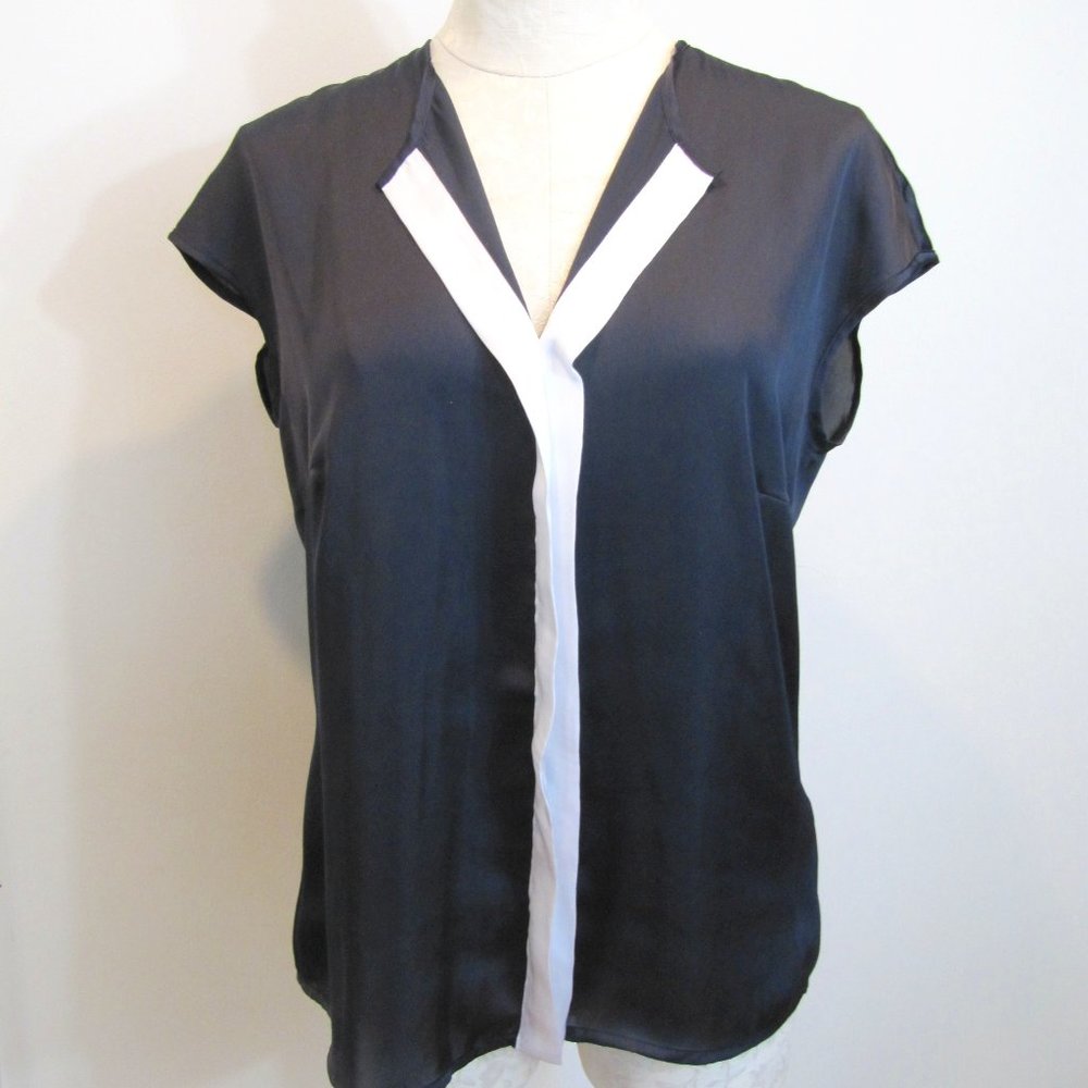 Basler Navy W White Trim Blouse, Size 8
